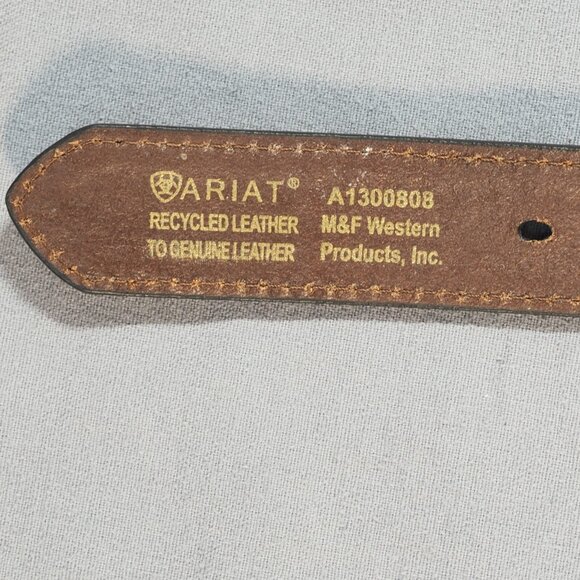 Ariat Belt Womens 24 Brown Leather Tooled Studded Diamond Concho Western Snap - Picture 2 of 13